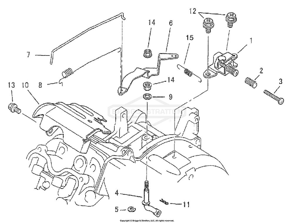 Control/Linkage Diagram and Parts List for 1715-0  Briggs and Stratton Generator